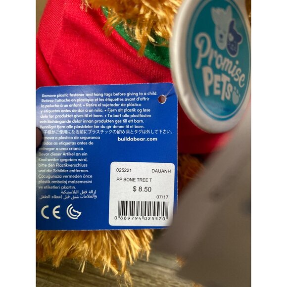 Build-A-Bear Promise Pets Yorkshire Terrier Yorkie Dog Plush NWT Christmas Outfi - Picture 8 of 13